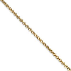 2.2mm, 14k Yellow Gold, Solid Cable Chain Necklace, 24 Inch